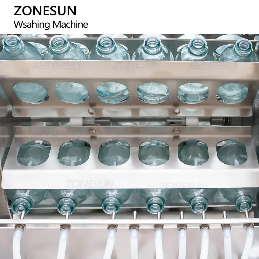 ZONESUN ZS-UWB5 automatikus többfejű SUS304 műanyag üveg Air Rinser palack mosógép gyártóvezetékhez