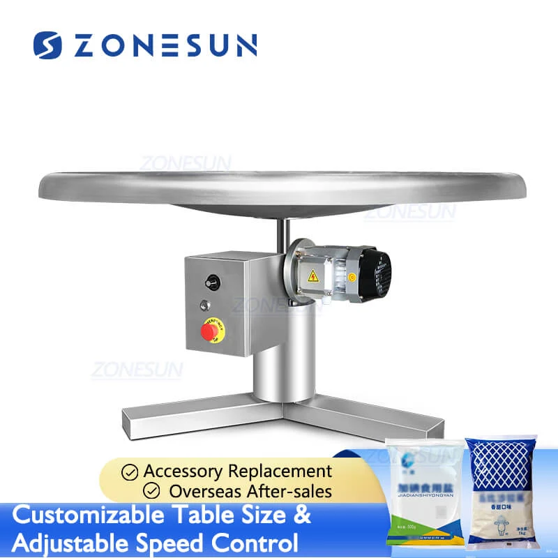 ZONESUN ZS-LP1200L kerek forgó gyűjtőasztal tasakok kiadagolható forgótányéros gép VFFS csomagológéphez