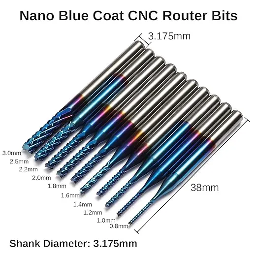 LUNYEE 40 db-os marófejek CNC útválasztó bitek, 1/8 szárú CNC vágó maró faragógép bitkészlet