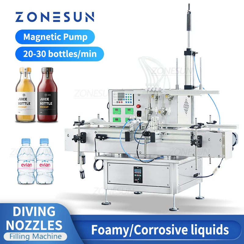 ZONESUN ZS-DTMP4AL Automatic Magnetic Pump Liquid Filling Machine Small Bottle Filler(SPECIAL OFFER)