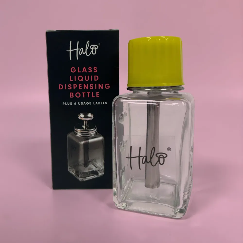 Halo négyzet alakú üveges adagoló palack 150 ml