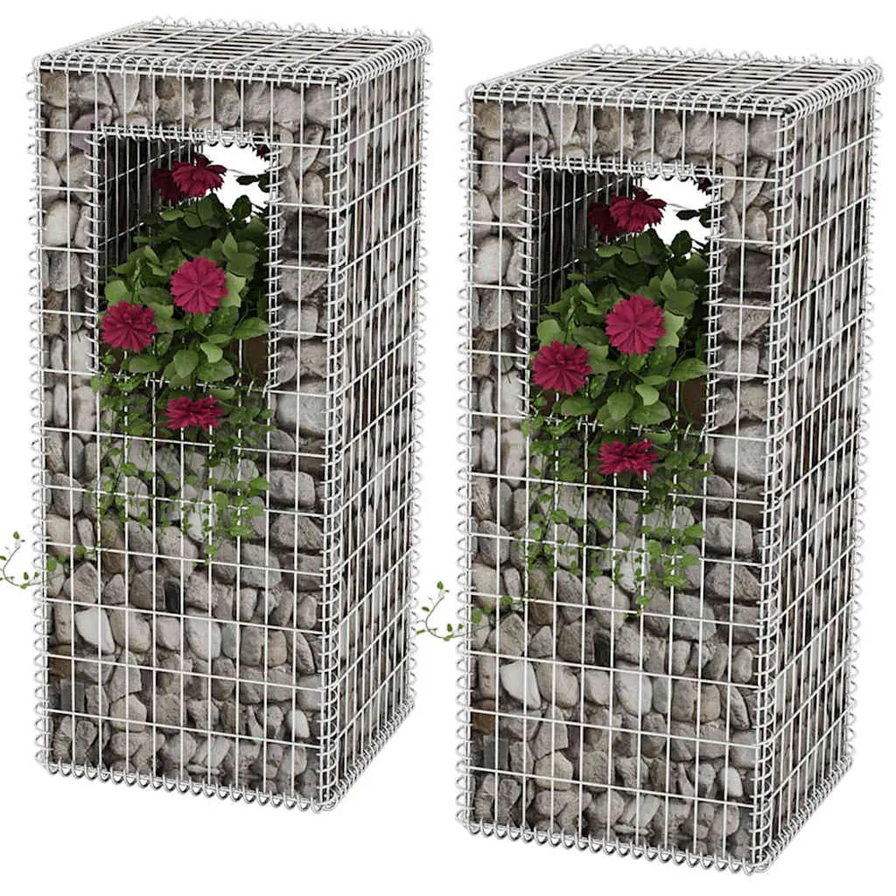 2 db vidaXL acél gabion kosár oszlop / ágyás 50 x 50 x 120 cm