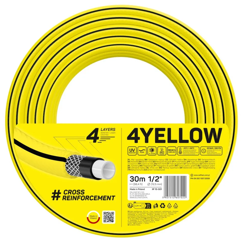 CELLFAST 4YELLOW kerti tömlő 10-501 1/2" 30m 4 rétegű