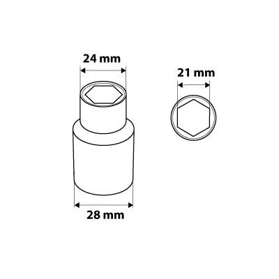 Dugókulcs 21mm, 1/2", hatlapú
