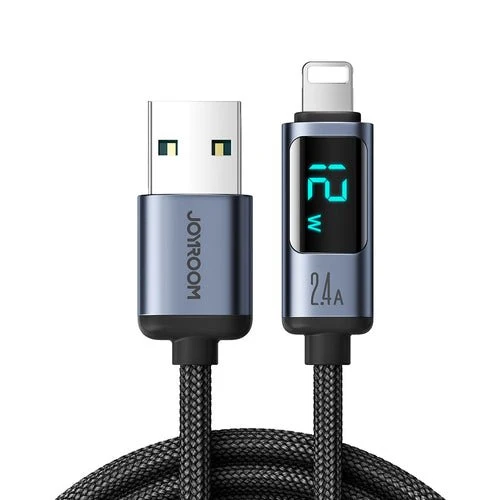 Joyroom Prism A16 Lightning/USB- 2,4A 1,2m LED kábel - fekete