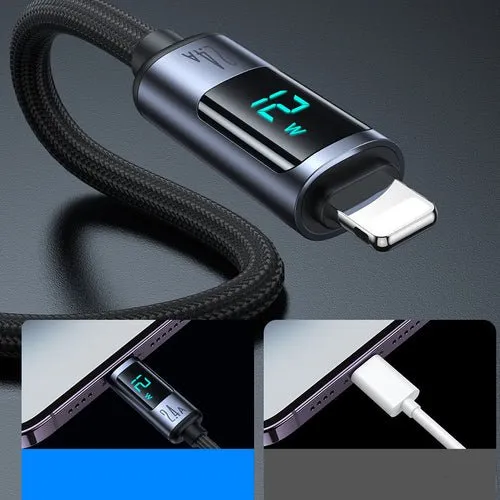 Joyroom Prism A16 Lightning/USB- 2,4A 1,2m LED kábel - fekete
