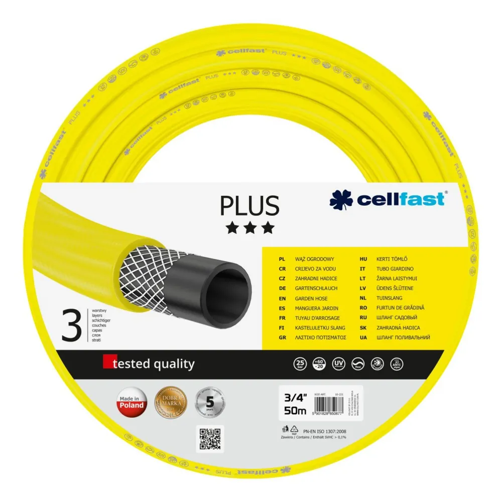 Kerti tömlő Cellfast Plus 3/4 "50m-es 3 rétegű tömlő