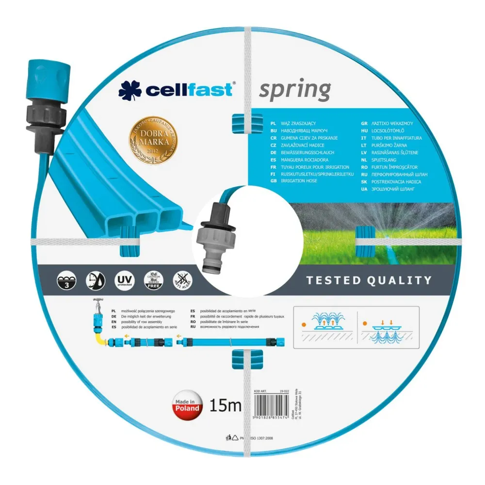 Kertészeti tömlő Cellfast Spring 15m, háromcsatornás