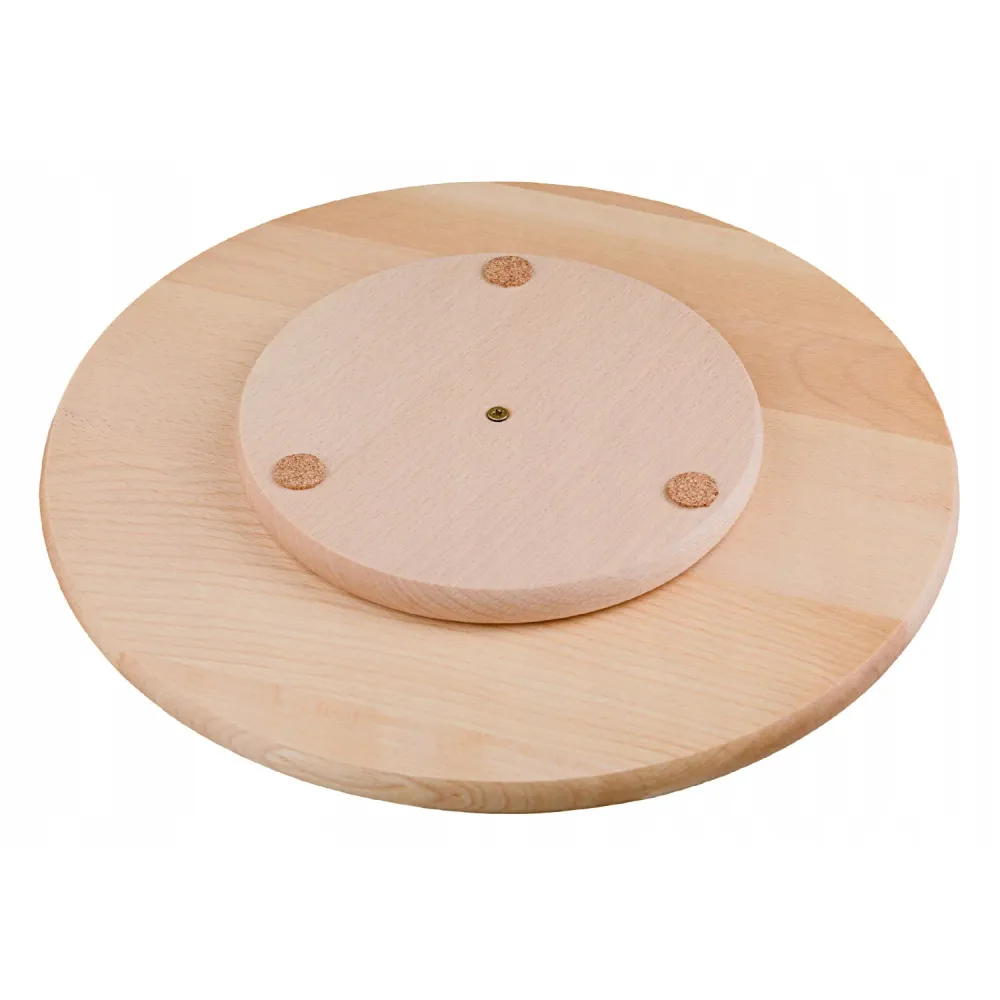 Practic forgó tálca, harapnivalók és pizza tálalásához, bükkfa, átmérő 40 cm, 20090700