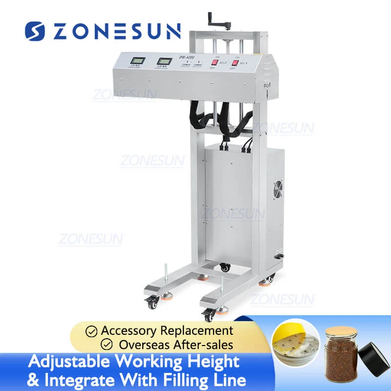 Zonesun ZS-FK4200V automatikus műanyag palackok sapka üvegedény alumínium fólia hő folyamatos indukciós tömítőgép